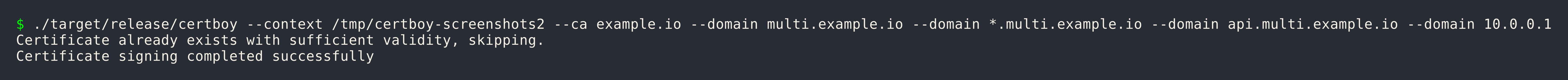 certboy TLS certificate with multiple SANs